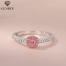 Anéis de prata cc para mulheres, moda rosa, zircônia cúbica, anel quadrado, para moças, joias, casamento, noivado, bague cc1576 2024 - compre barato