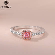 CC-anillos de plata para mujer, joyería de piedra cuadrada de circonia cúbica rosa, joyería para mujer, Boda nupcial, compromiso Bague CC1576 2024 - compra barato