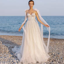Sexy Beach Wedding Dresses Summer Bride Dress Glitter Tulle Spaghetti Straps Boho Wedding Gowns Suknia Slubna 2024 - buy cheap
