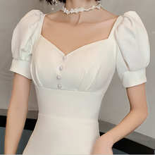 Новое платье невесты, простое длинное Элегантный квадратный вырез, с короткими рукавами, корейское свадебное платье, атласная элегантная одежда 2024 - купить недорого