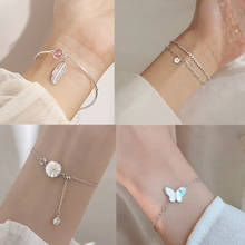 Fashion Silver Color Daisy Flower Heart Butterfly Charm Bracelet & Bangle Elegant Women Party  Jewelry Accessories sl121 2024 - buy cheap