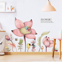 Pegatina de PVC para pared de habitación de niños, arte de flores y animales, decoración del hogar, Mural, 74x100cm 2024 - compra barato