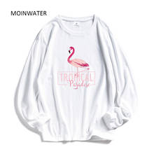 MOINWATER Women Fashion Long Sleeve T shirts Female Cotton White Flamingo Tees Lady Casual Black T shirt Tops MLT1906 2024 - buy cheap
