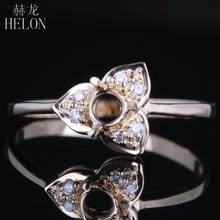 HELON 3.5mm-4.5mm Round Solid 14K Yellow Gold AU585 H/SI Natural Diamond Engagement Wedding Fine Jewelry Semi Mount Ring Setting 2024 - buy cheap