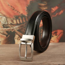 Cinturón de cuero reversible para hombre, hebilla de pin de aleación de zinc, café negro, doble uso, 3,5 CM 2024 - compra barato