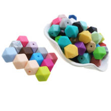 Mini cuentas hexagonales de silicona para bebé, cuentas geométricas de 11mm, sin BPA, masticables, 100 unids/lote, Envío Gratis 2024 - compra barato