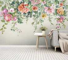 Custom 3d mural fashion retro hand-painted flower wallpaper living room bedroom Nordic minimalist American background wall обои 2024 - buy cheap