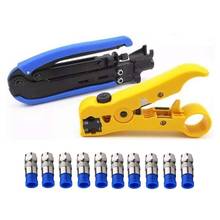 GTBL Compression Tool Coax Cable Crimper Kit Adjustable Rg6 Rg59 Rg11 75-5 75-7 Coaxial Cable Stripper With 10 Pcs F Compression 2024 - buy cheap