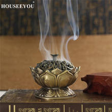 Chinese Buddha Alloy Incense Burner Lotus Flower Holder Handmade Censer Stove for Buddhist Home Office Decors 2024 - buy cheap