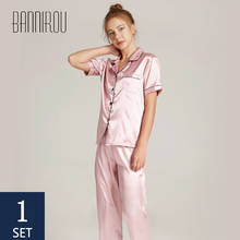 Bannirou pijama feminino plus size, roupas de dormir para mulheres, seda, dropshipping, verão 2024 - compre barato