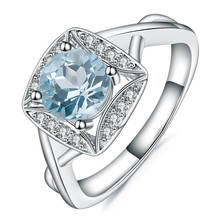 Женское кольцо с натуральным небесно-голубым топазом, обручальное кольцо из стерлингового серебра 925 пробы, ювелирное изделие, 1.66Ct 2024 - купить недорого
