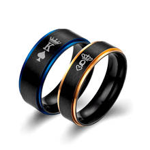 Anéis para mulheres e homens, anel de aço titânio simples e gravado a laser, revestimento a vácuo, 6mm, 8mm, azul, preto, rosa, dourado 2024 - compre barato