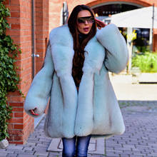 FURSARCAR Luxurious Natural Real Fur Coat For Women Winter Fox Fur Jacket 80cm Long Pull Pelt Fur Outwear 2024 - buy cheap