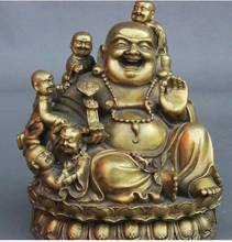 14cm Happy and auspicious 5 children and a bronze statue of Maitreya Buddha 2024 - buy cheap