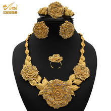 Conjuntos de collar ANIID para mujer, joyería dorada, anillos de pendientes de novia india, accesorios de boda africanos, pulsera, regalo de dama de honor 2024 - compra barato