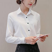 Camisa branca justo feminina, blusa social chiffon primavera tamanho grande 2024 - compre barato