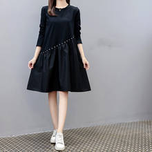 Autumn And Winter New Plus Size Stitching Irregular Dress Rivet Patchwork Long Sleeved Solid Color Knee-Length A-Line dress 2024 - buy cheap