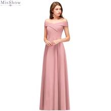 Misshow Prom Dresses 2019 Long Dusty Pink Formal Party Gown Elegant Off The Shoulder Sleeveless 2020 vestidos de gala 2024 - buy cheap
