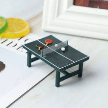 Mini mesa de Ping Pong con bolas y raquetas, decoración para casa de muñecas, 1/12 2024 - compra barato