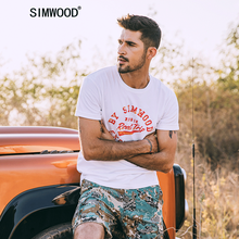 Мужская футболка SIMWOOD, летняя футболка из 100% хлопка с принтом букв, круглым вырезом, топы размера плюс, модель SJ170027, 2020 2024 - купить недорого