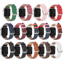 Мягкий кожаный ремешок для Apple Watch iWatch 6, 5, 4, 3, 2, 1, SE, 38 мм, 42 мм, 40 мм, 44 мм, для мужчин и женщин, цветной сменный браслет на запястье 2024 - купить недорого