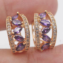 Luxury Zircon Hoop Earrings for Women Rainbow Green Purple Stone Irregular Earring Fashion Jewelry accessories 2024 - buy cheap