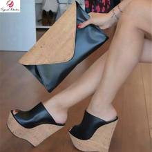 Sandalias con plataforma para mujer, zapatos de tacón alto con cuñas, color marrón, azul y negro, para fiesta, talla grande 4-15 2024 - compra barato