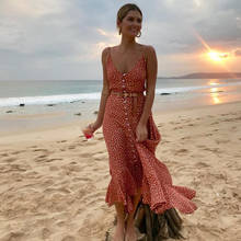 Women Dot Print V neck Backless Boho Long Maxi Dress Woman Party Dresses Summer Beach Sundress Streetwear Vestidos 2019 NEW 2024 - buy cheap