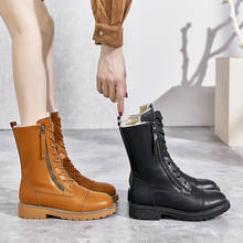 New Winter Motorcycle Boots Women British Style Fashion Martens Snow Mid-calf Boots Punk Low Heel Boot Women Shoe Size 35-41 2024 - buy cheap