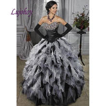 Luxury Black Wedding Dresses Ball Gown Plus Size Ruffle African Bridal Bride Dress Wedding Gowns 2024 - buy cheap