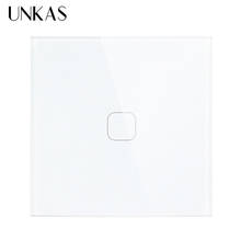 UNKAS-Interruptor táctil estándar de la UE, Panel de cristal, 1 entrada, 1 vía/2 vías, interruptor de pantalla táctil de pared de luz de 220V 2024 - compra barato