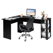 Escritorio de madera en forma de L de ángulo recto para ordenador, mesa de oficina, mesa de estudio con estantes de dos capas, dos colores (134x50x70)cm 2024 - compra barato