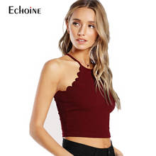 Echoine New y2k tops Short Tee Shirt Femme Tops Sexy Cute Lace Sleeveless vest T Shirt Women Hanging Neck Solid Slim Fit T-shirt 2024 - buy cheap