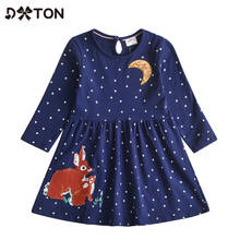 DXTON-Vestido de manga larga de algodón para niña, traje con apliques de conejo, con lentejuelas, de punto, para Otoño e Invierno 2024 - compra barato