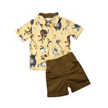 Summer Boy Clothes Kids 2PCS Set Baby Boy Gentleman Formal Clothes Boys Animals Tops +Shorts Outfits 2024 - buy cheap