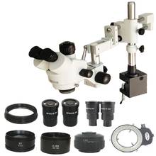 3.5X-180X Simul focal Trinocular Double Arm Clamp Microscope+0.5X 2.0X 1X Auxiliary Objective Lens +144 Led Lights Phone Tools 2024 - buy cheap