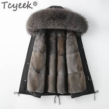 Tcyeek Natural Raccoon Fur Hooded Woman Parkas Real Mink Fur Coat Female Jacket Winter Women Clothes 2020 Warm Manteau Femme 210 2024 - buy cheap