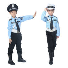 5PCs Children's Day Kids Boys Birthday Gift Full Sleeve Policeman Cosplay Costumes Halloween Carnival Fancy Cop Uniform 2024 - buy cheap