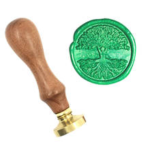 Tree Natural green life brass Wax Stamp wood handle,DIY Ancient Seal Retro Stamp,Personalized Stamp Wax Seal High Quality10 2024 - buy cheap