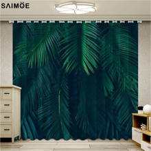 Green leaves Tropical Plants Window Curtains For Living Room Bedroom Nodic Style Ultra-thin Micro Shading Cortinas Window Blind 2024 - buy cheap