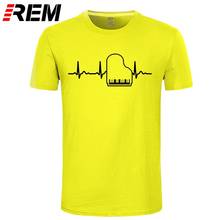 Style Pianist Piano Heartbeat Thanksgiving Day Team Music Funny T Shirt Men Cotton Short Sleeve T-shirt 2024 - buy cheap