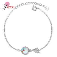 Modern Colorful Moonlight Stone Fish Tail Sterling Silver 925 Bracelet For Women Adjustable Charm Bracelet Fine Jewelry Gift 2024 - buy cheap