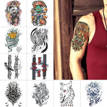 Водостойкие Временные татуировки, Наклейки Лев, тигр, змея, волк, животные, поддельные татуировки, демон, чудовище, тату, цветы, наклейки, татуировки 2024 - купить недорого
