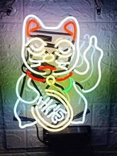 2021 New star Neon Sign Chinese Cat lucky glass Tube Beer home Lamp resterant light advertise custom DESIGN Impact Attract light 2024 - buy cheap