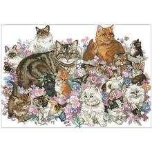 Cat in flowers patterns Counted Cross Stitch 11CT 14CT 18CT DIY Chinese Cross Stitch Kit Embroidery Needlework Sets 2024 - buy cheap