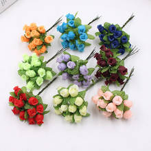 12 Flower / Bouquet Mini Rose Heads Simulation Flower Artificial Silk Flower Branches Small Rose Buds For Wedding Party DIY Gift 2024 - buy cheap