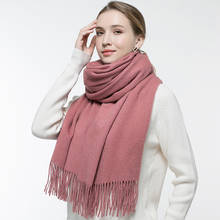 Winter 100% Wool Scarf Women Pink Warm Shawls Wraps for Ladies Stole Femme Soft  Warps Wool Cashmere Scarves Luxury Pashmina 2024 - buy cheap