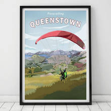 Parasailing at New Zealand, póster de viaje Vintage, lienzo, pintura, arte de pared, carteles de Kraft, pegatina recubierta, decoración del hogar 2024 - compra barato