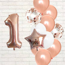Globos de látex de oro rosa para decoración de fiestas de cumpleaños, suministros para niños y niñas, Número 1, 2, 3, 4, 5 y 6 años, 12 Uds. 2024 - compra barato