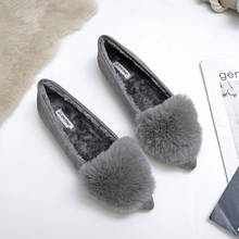 2019 new winter rabbit fur flats women pointed toe warm plush slip on loafers 42 43 big size furry mules cozy moccasins women474 2024 - buy cheap
